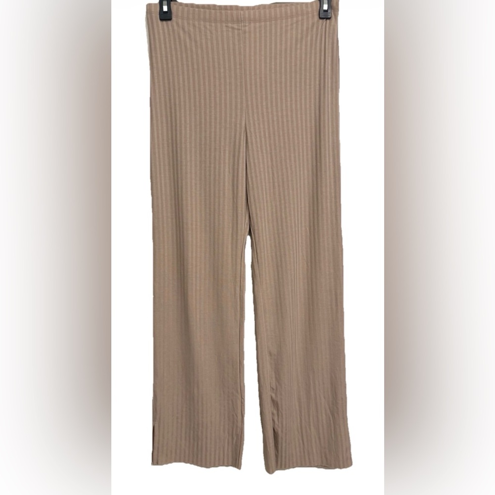 H&M Basics Beige Ribbed Knit Pants Size Medium Elastic Waist Lounge Pants NWT